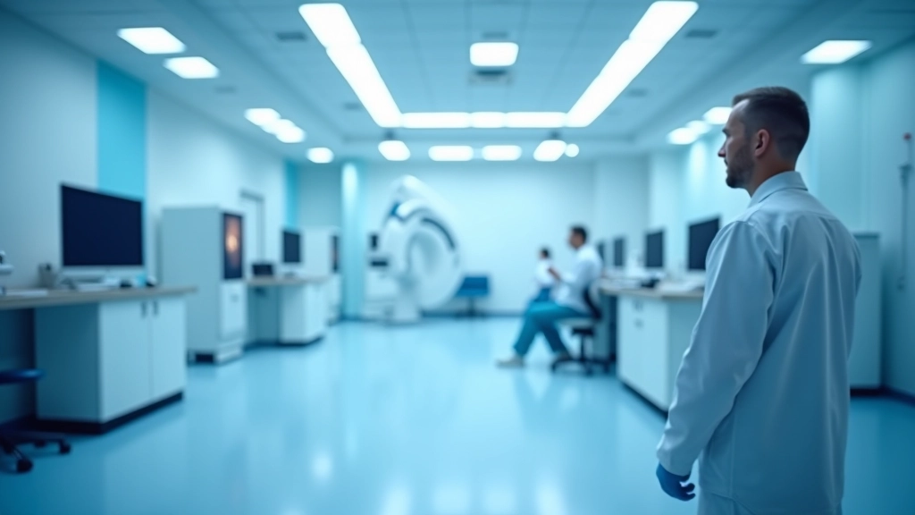 Centro de diagnóstico radiológico moderno con equipos de imagen médica y estaciones de trabajo profesionales
